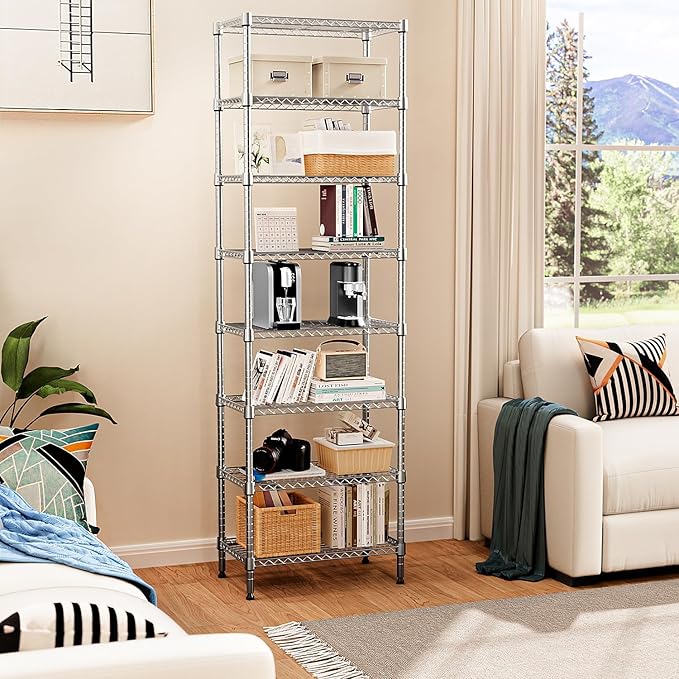 8 Tier 2000 lbs Storage Rack Metal Wire Shelving Unit, Storage Standing Shelf