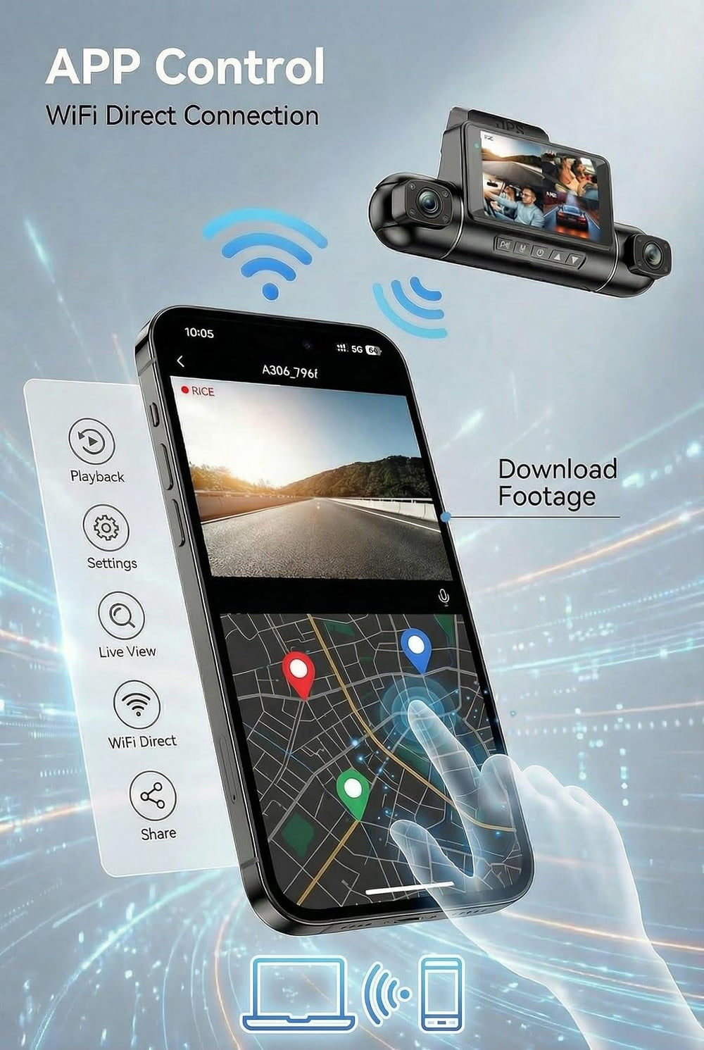4 Channel 360° Dash Cam, 2.5K Front + 1080P, GPS & 128GB Card
