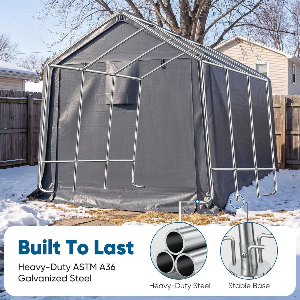 Quictent Heavy Duty 8x14FT Carport Storage Shelter with Roll-Up Door&Vents