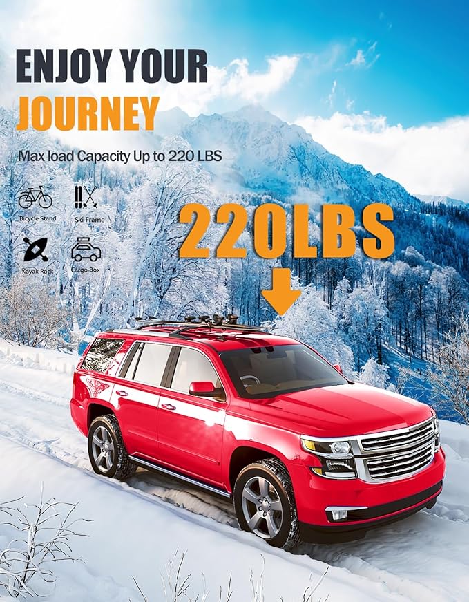 KINGGERI Lockable 220lbs Roof Rack Cross Bars Compatible