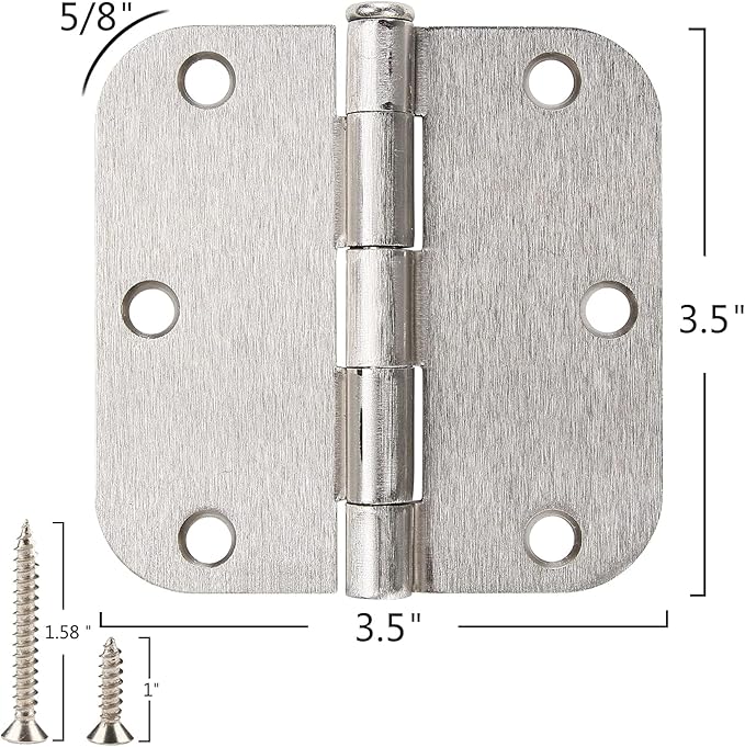 100 Pack Interior Door Hinges Brushed Nickel 3.5 inch x 3 1/2" 5/8"...