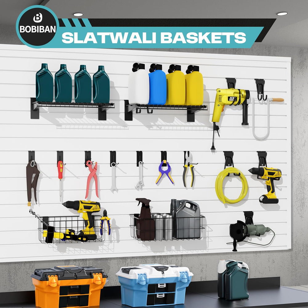 24Pcs Slatwall Accessories Set with Slatwall Baskets, Shelves, Hook