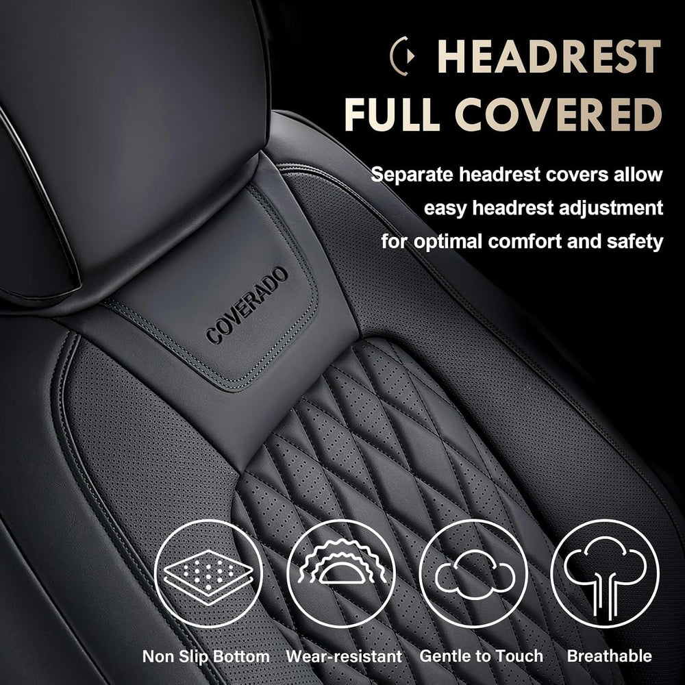 Coverado Leather Seat Covers Full Set Fit for Ford F150 F250 F350 F450, Water...