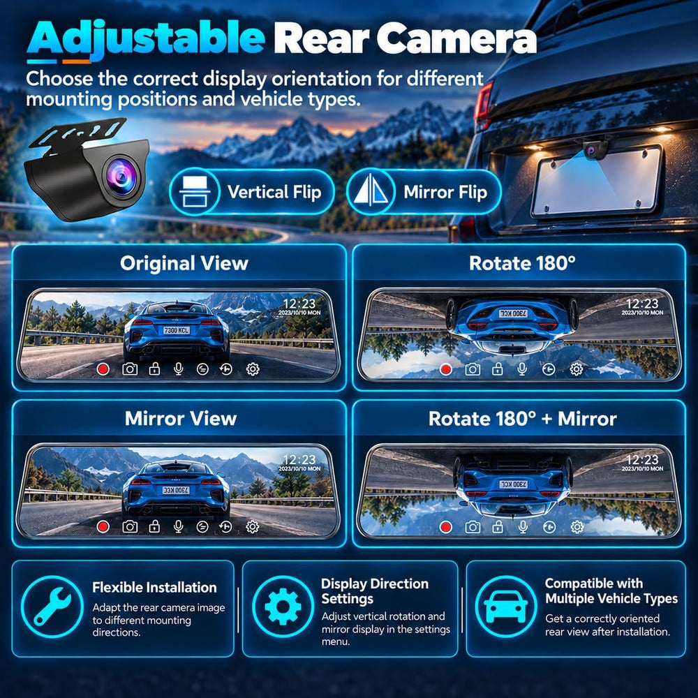 4K+2.5K Rear View Mirror Dual Dash Cam, Voice Control Night Vision WiFi GPS