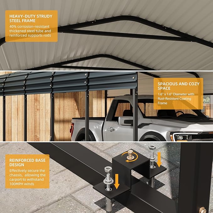 12' x 20' Heavy Duty Metal Carport