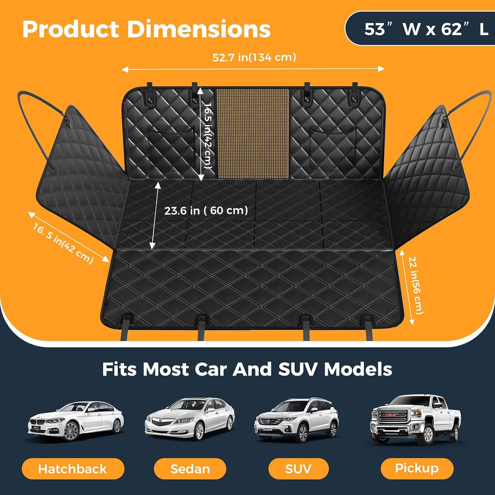 Dog Car Seat Cover for Back Seat, Hard Bottom Back Seat Extender for Dog