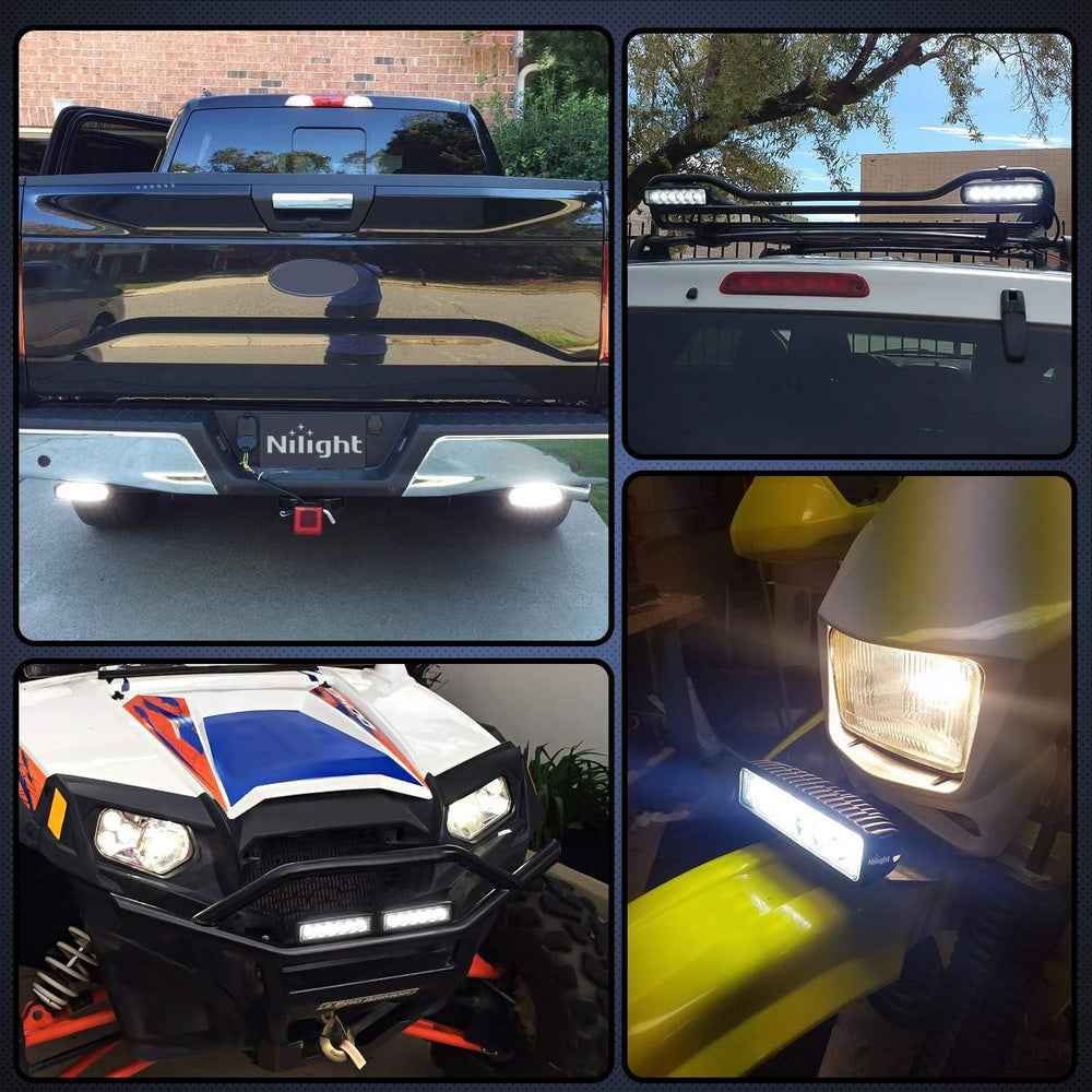 Nilight - 15019S-D Led Light Bar 4PCS 18w Spot Driving Fog Light Off Road Lig...