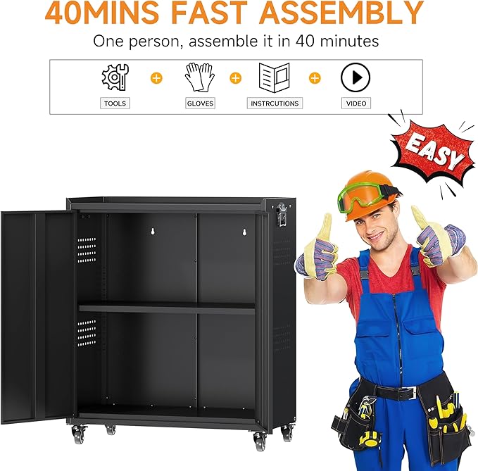 34" Metal Garage Storage Cabinet