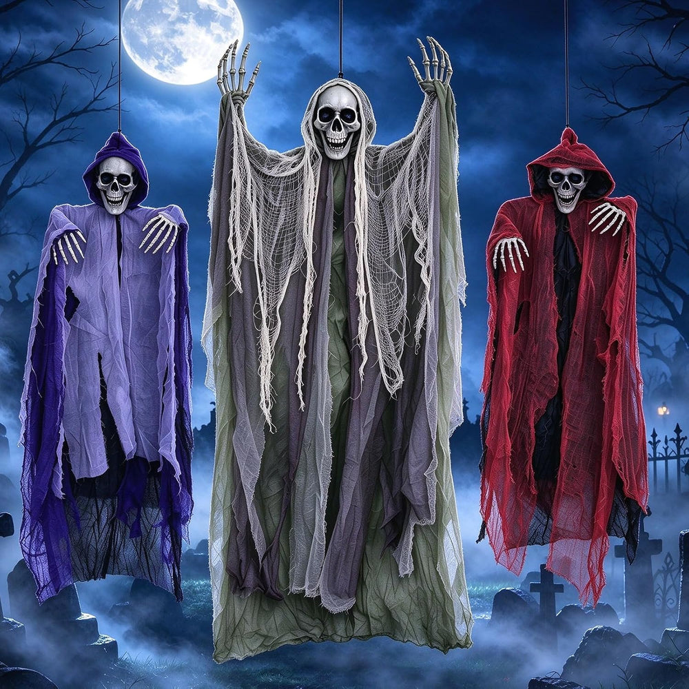 3 Pack Hanging Skeleton Ghosts Halloween Decorations Outdoor Yard Decor