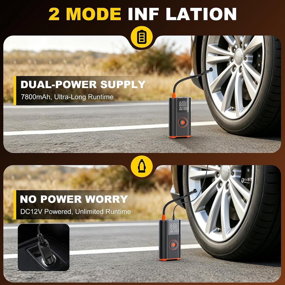 Tire Inflator Portable Air Compressor, 25 Cylinder 100W Fast Inflation 7800mA...