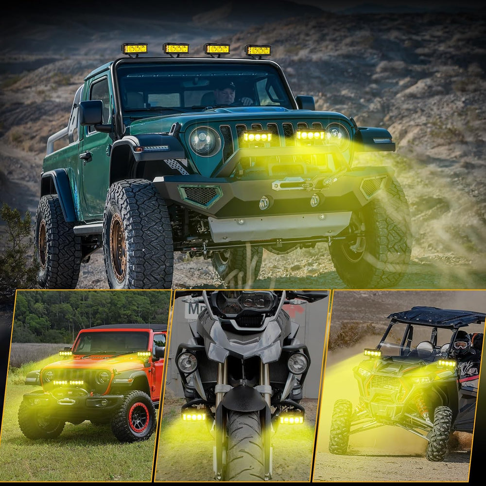 Auxbeam 5inch 68W Amber Fog Light Side Shooter Pod Lights Spot Flood Combo