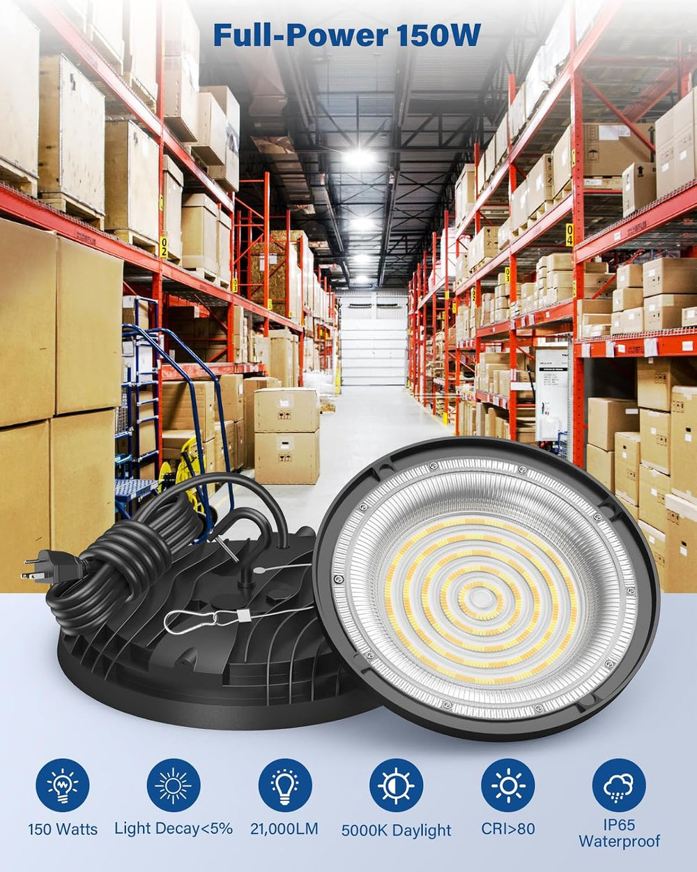 150W UFO LED High Bay Light, 21,000LM 5000K, 120VAC 10 Pack