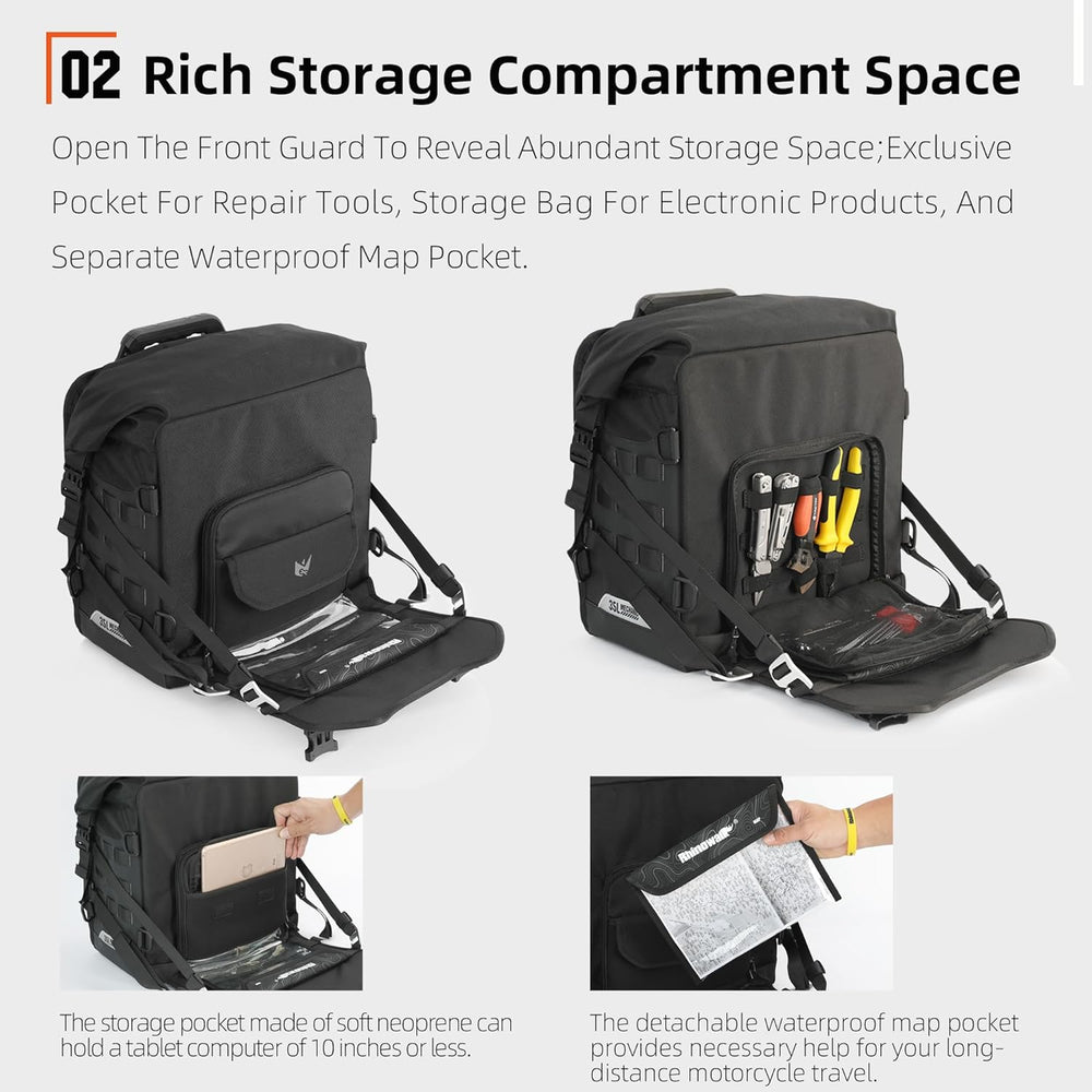 Rhinowalk Motorcycle Saddle bag Waterproof Luggage Bag 35L Quick Release with...