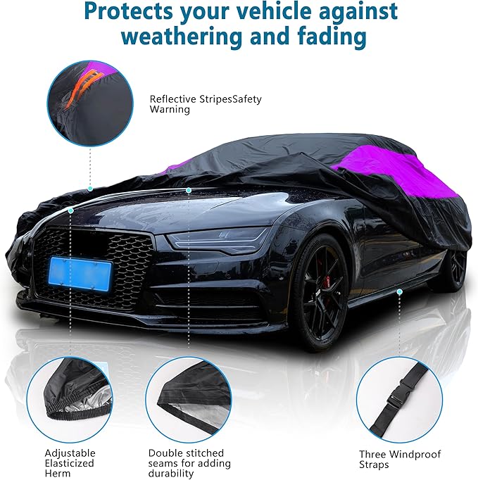 MORNYRAY Waterproof Car Cover All Weather Snowproof UV Protection Windproof