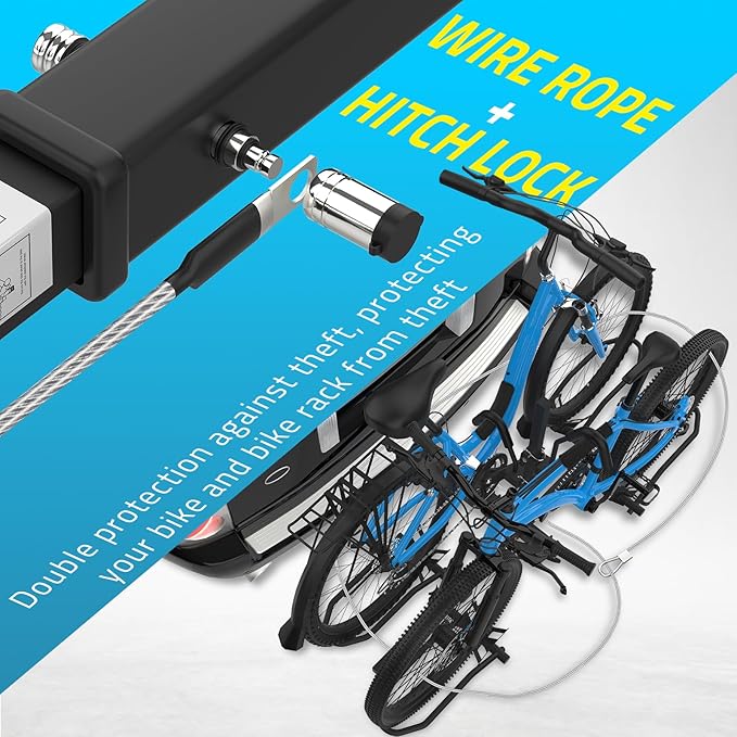 PAULINN Ebike Rack for Tow Hitch, Heavy Duty 2 Bike Folding Bicycle Car SUV
