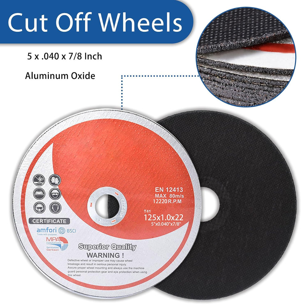 100 Pack 5 Inch Cut Off Wheels for Metal and Stainless Steel Cutting Discs fo...