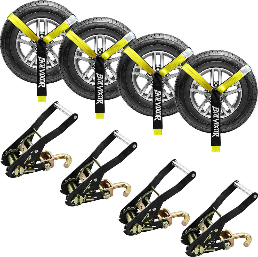 4 Pack Car Tie Down Straps for Trailers 2" x 96" - 9900LBS Break St...