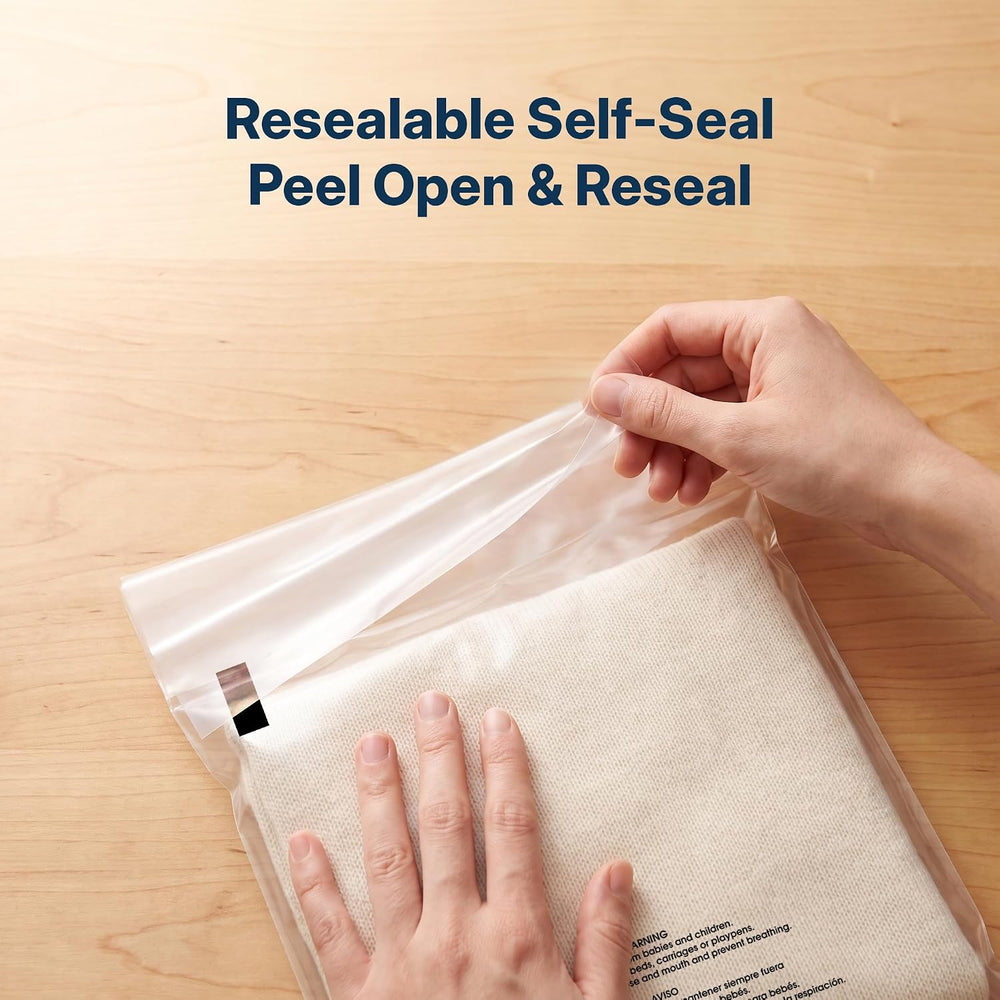 10” X 13” (1000 Count) Self Seal Clear Poly Bags with Suffocation Warning