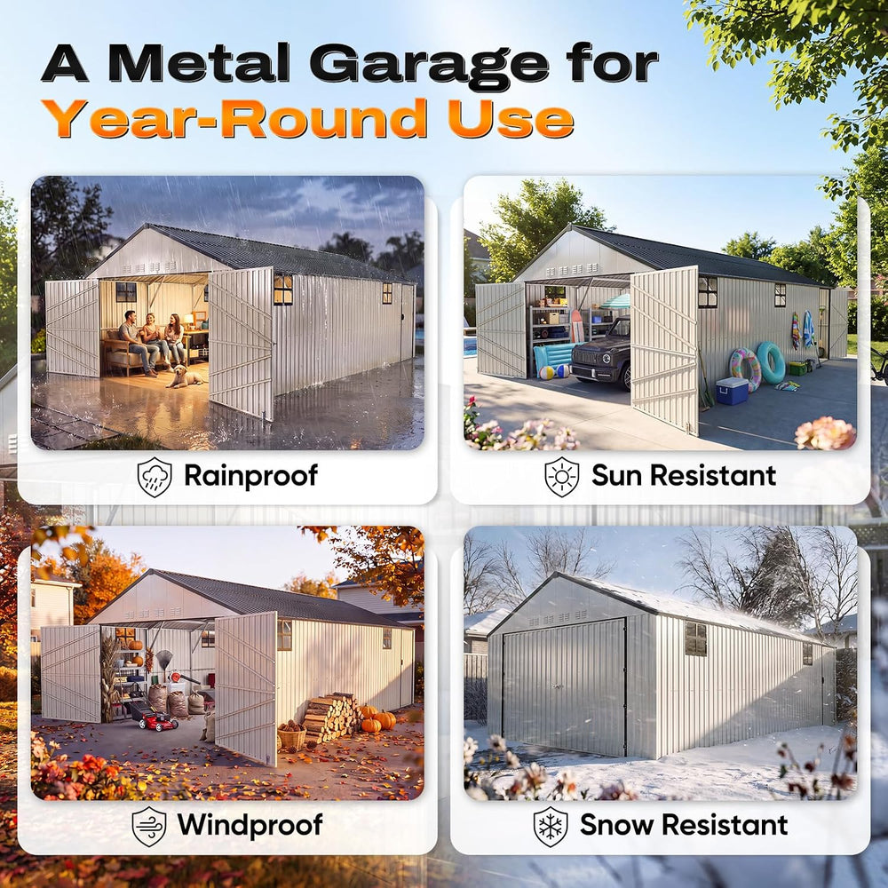 Quictent 14X24X9.4FT Metal Garage Carport Enclosed Car Port with Side Door