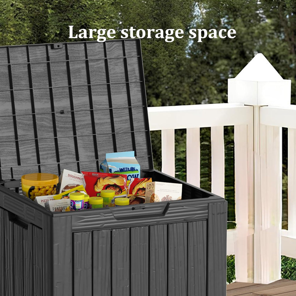TARKARI 35 Gallon Outdoor Storage Box Waterproof, Resin Deck Boxes with Locka...