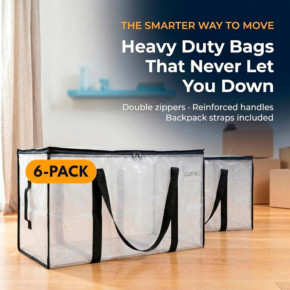 ClearSpace Heavy Duty Moving Bags - Water Resistant Storage Bags with Backpac...