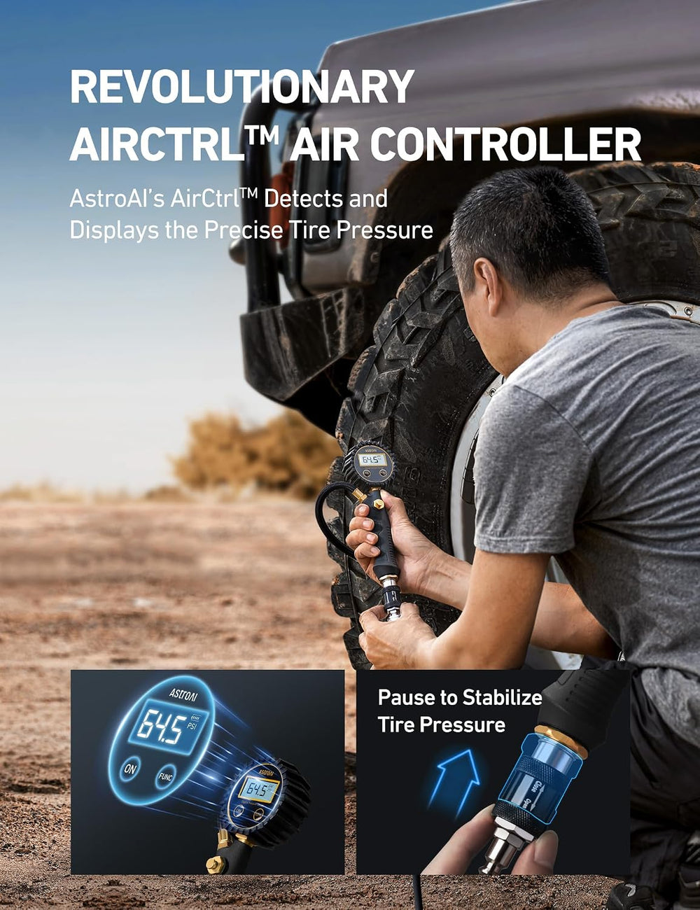 AstroAI T6 Offroad Air Compressor, 12 V Portable Air Pump with 7.06 CFM, AirC...
