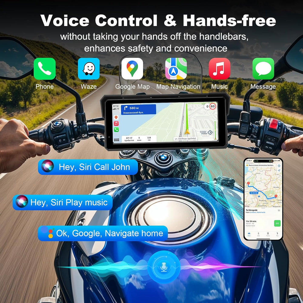 8.1 Inch Largest Motorcycle CarPlay Screen with 4K Dash Cam