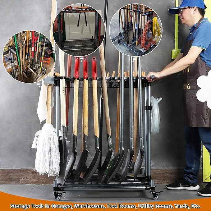 Heavy duty garden tool organizer garage storage holder storage large long