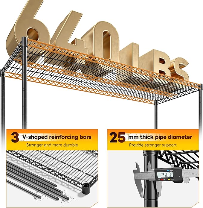 REIBII 83"H Storage Shelves 3840LBS Metal Shelving Unit Garage Shelving ...