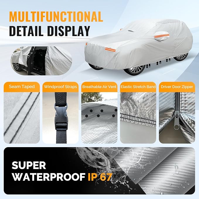 30 Layers SUV Car Cover for Automobiles All Weather Waterproof, Outdoor