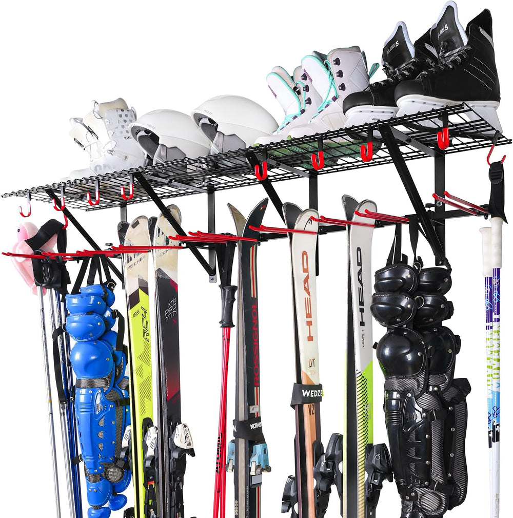PLKOW Wall-Mounted Ski and Snowboard Storage Rack, 2-Pack