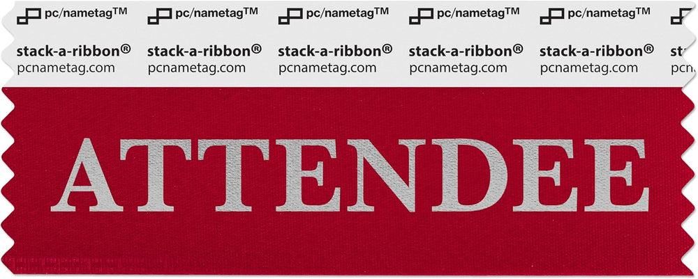 4" Attendee Red with Silver Foil Badge Ribbons, Pack of 100