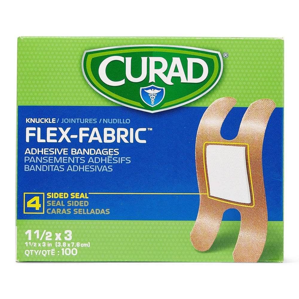 CURAD Flex-Fabric Adhesive Bandages, Knuckle, 100 CT, Pack of 3