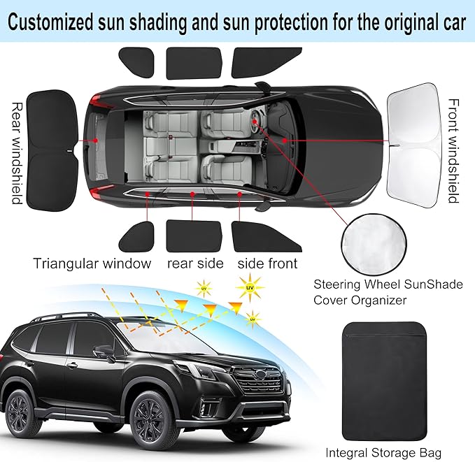 TINGLU Window Shades for Subaru Forester 2019-2024 Accessories Car Side Full ...