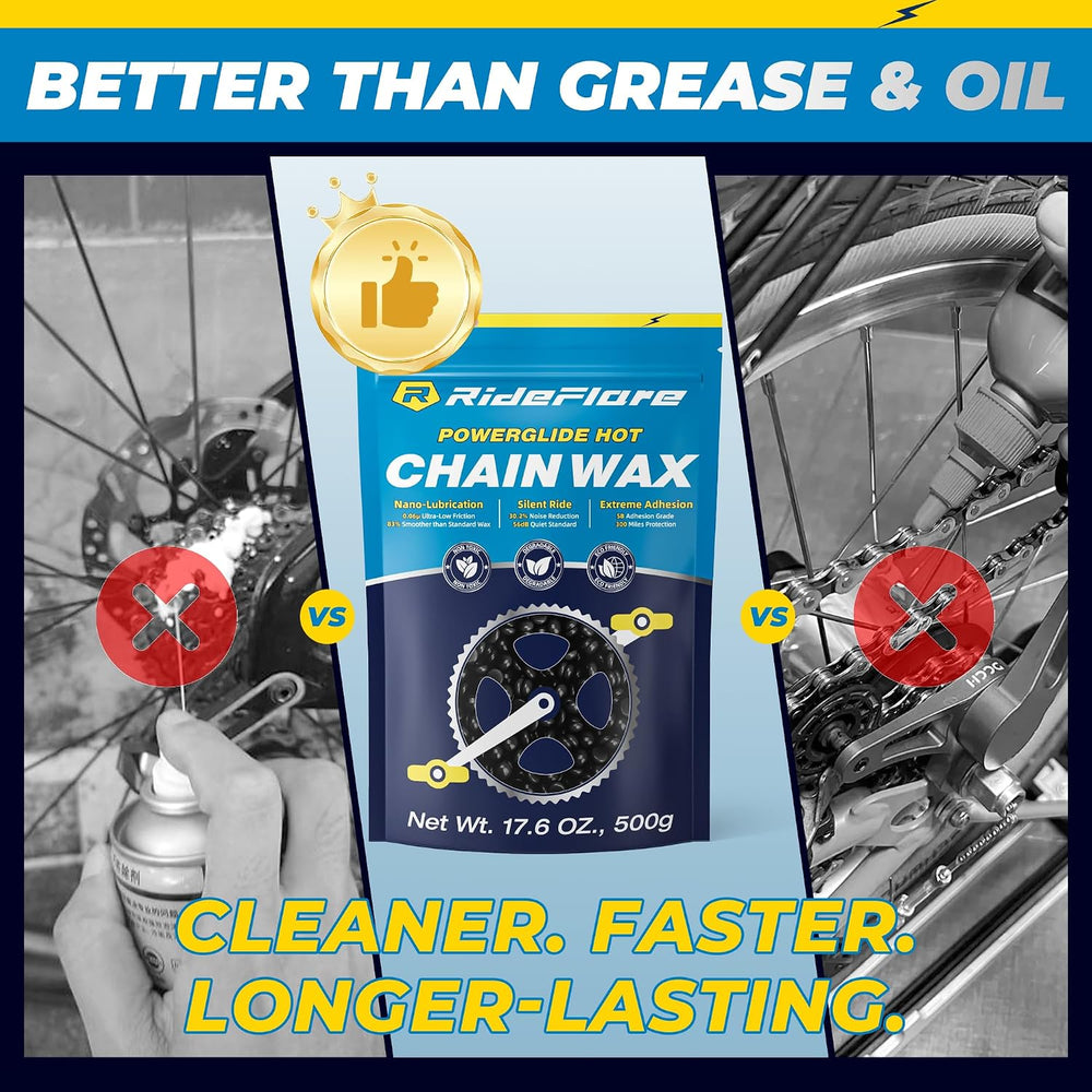 RideFlare Premium Chain Wax 500g – Hot Melt Bike Chain Lubricant with Ultra L...