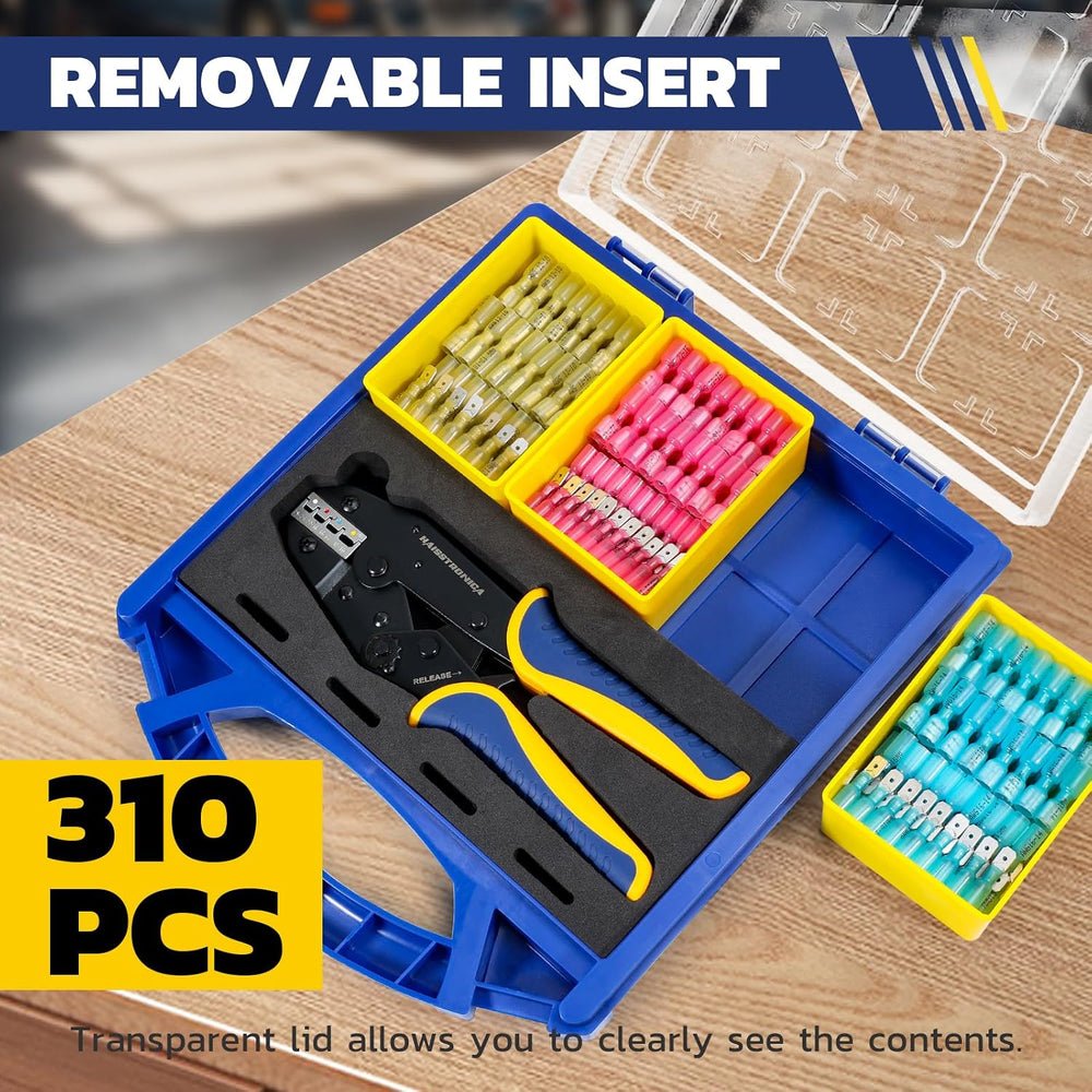 haisstronica 310PCS Heat Shrink Spade Connectors Set, 9" Wire Crimper