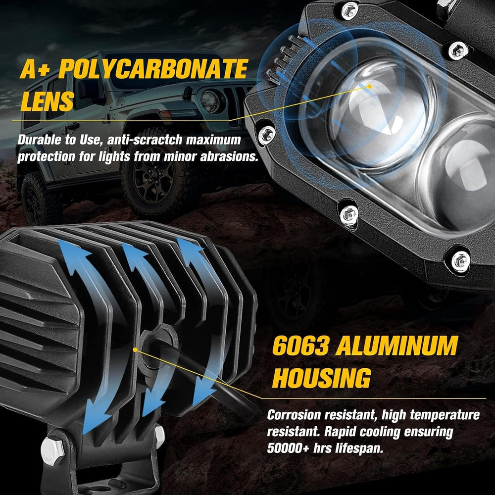 CO LIGHT LED Pod Spot Lights 2PCS 4 inch 96W LED Fog Lights for Truck Offroad...