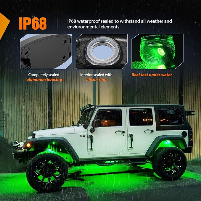 Nilight LED Rock Light 6PCS Green Pods