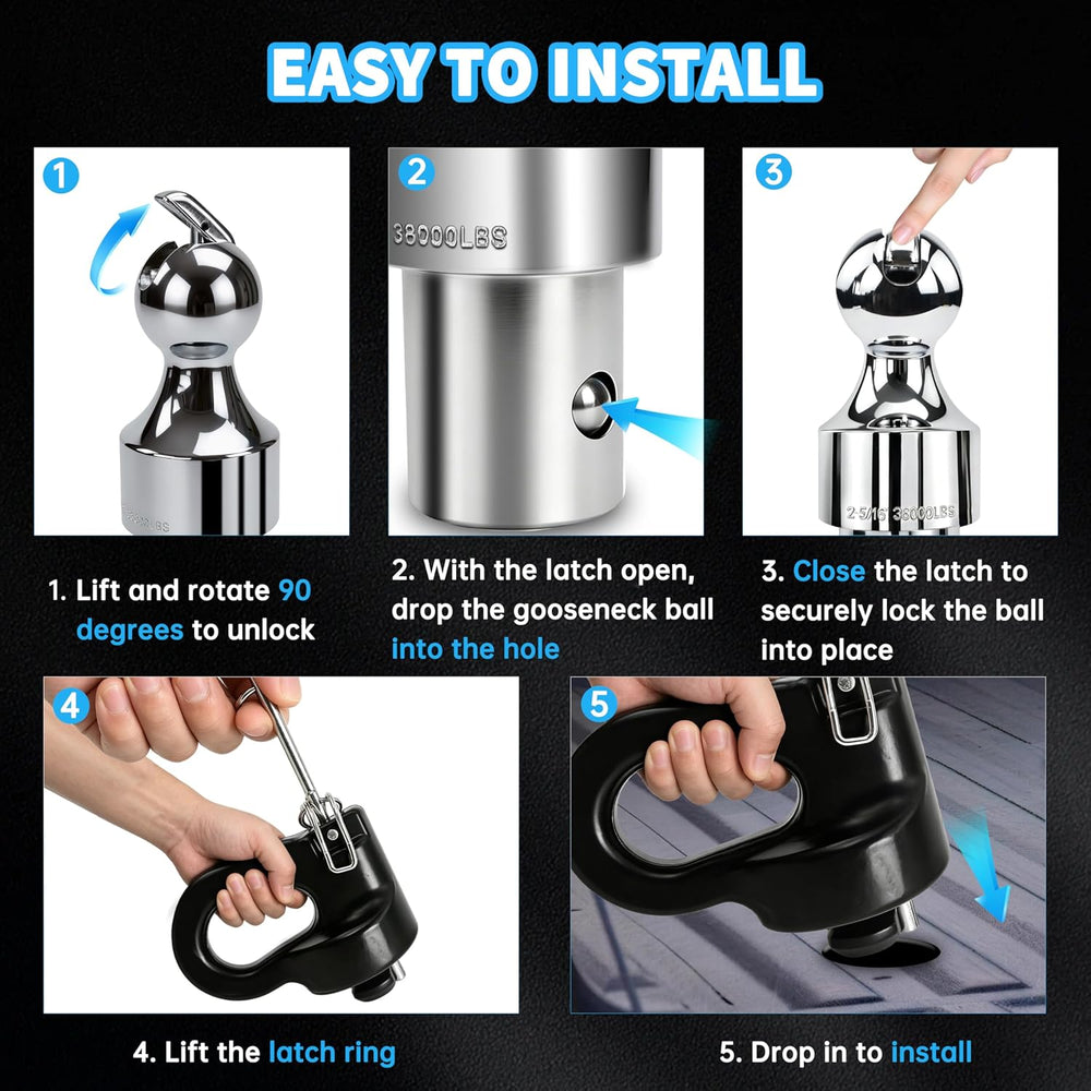 60692, Upgraded 38k 2-5/16 Inch Ball Puck System Gooseneck Hitch Kit with Cas...