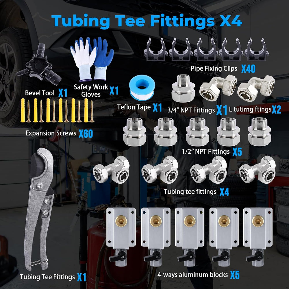 Shop Air Line Kit 3/4"×100&200&300ft HDPE-Aluminum Tubing