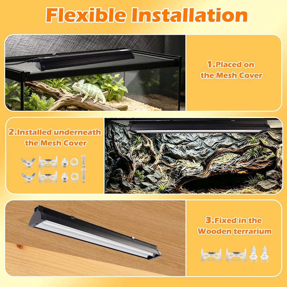 T5 UVB Reptile Light Fixture Combo Kit 24W 10.0 – Complete HO UVB Light for R...