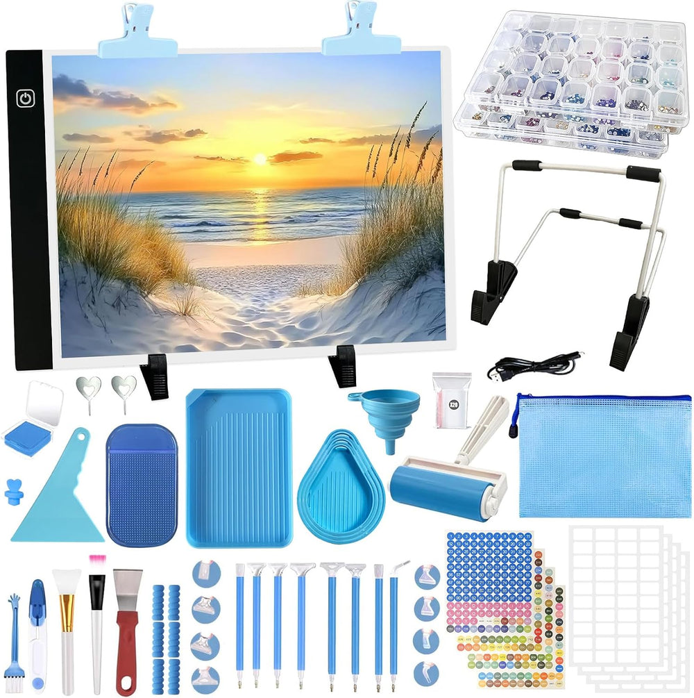 FANGZH A4 Light Pad Diamond Painting Accessories Kit: 179 Pieces, Blue
