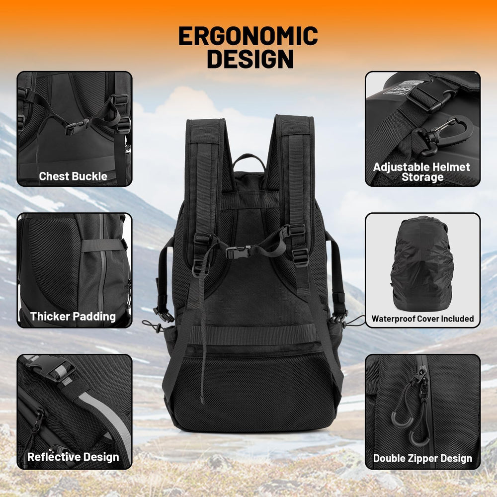 Oumurs 50L Motorcycle Helmet Backpack, Helmet Bag, Black