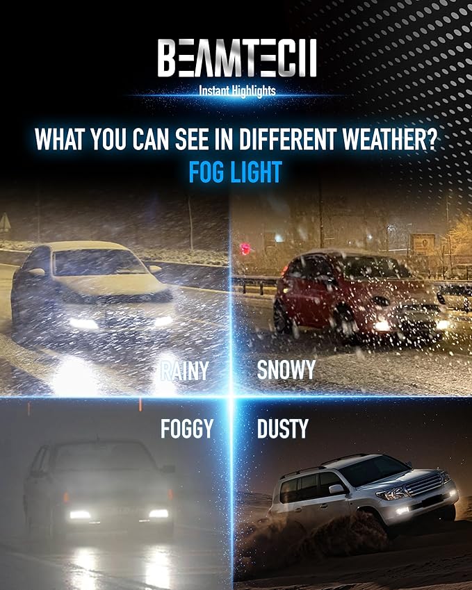 BEAMTECH 9005 Fog Light Bulb, HB3 Fog Bulb 6500K Fog Light or ATV UTV Off Roa...