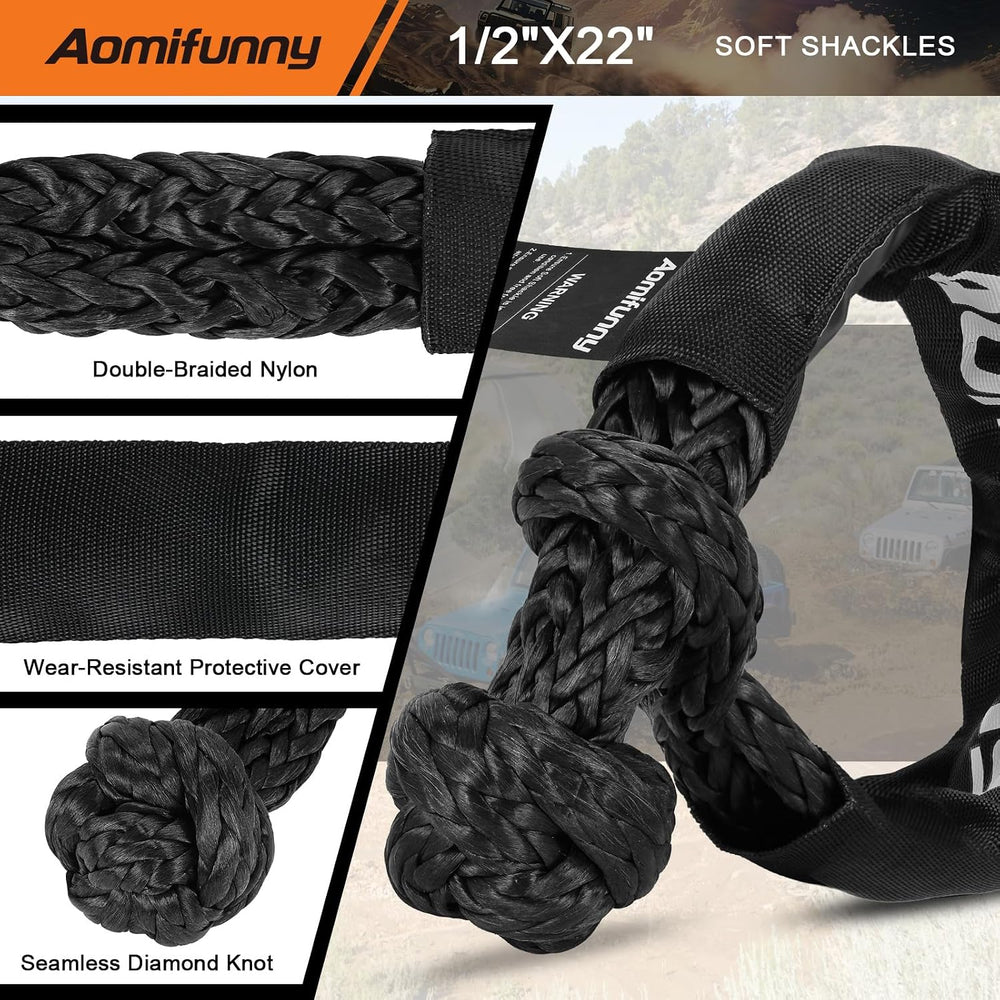 7/16" x 30ft UHMWPE Tow Rope, 31,200 Lbs Break Strength, Heavy Duty Tow ...