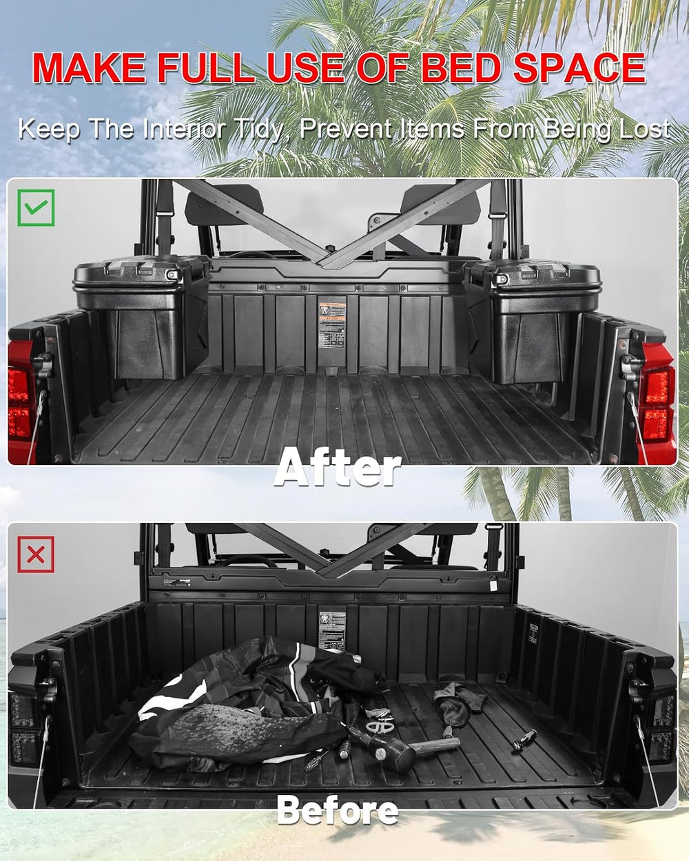 StarknightMT Bed Storage Box 24L/ 6GAL Compatible with Polaris Ranger XP 1000...
