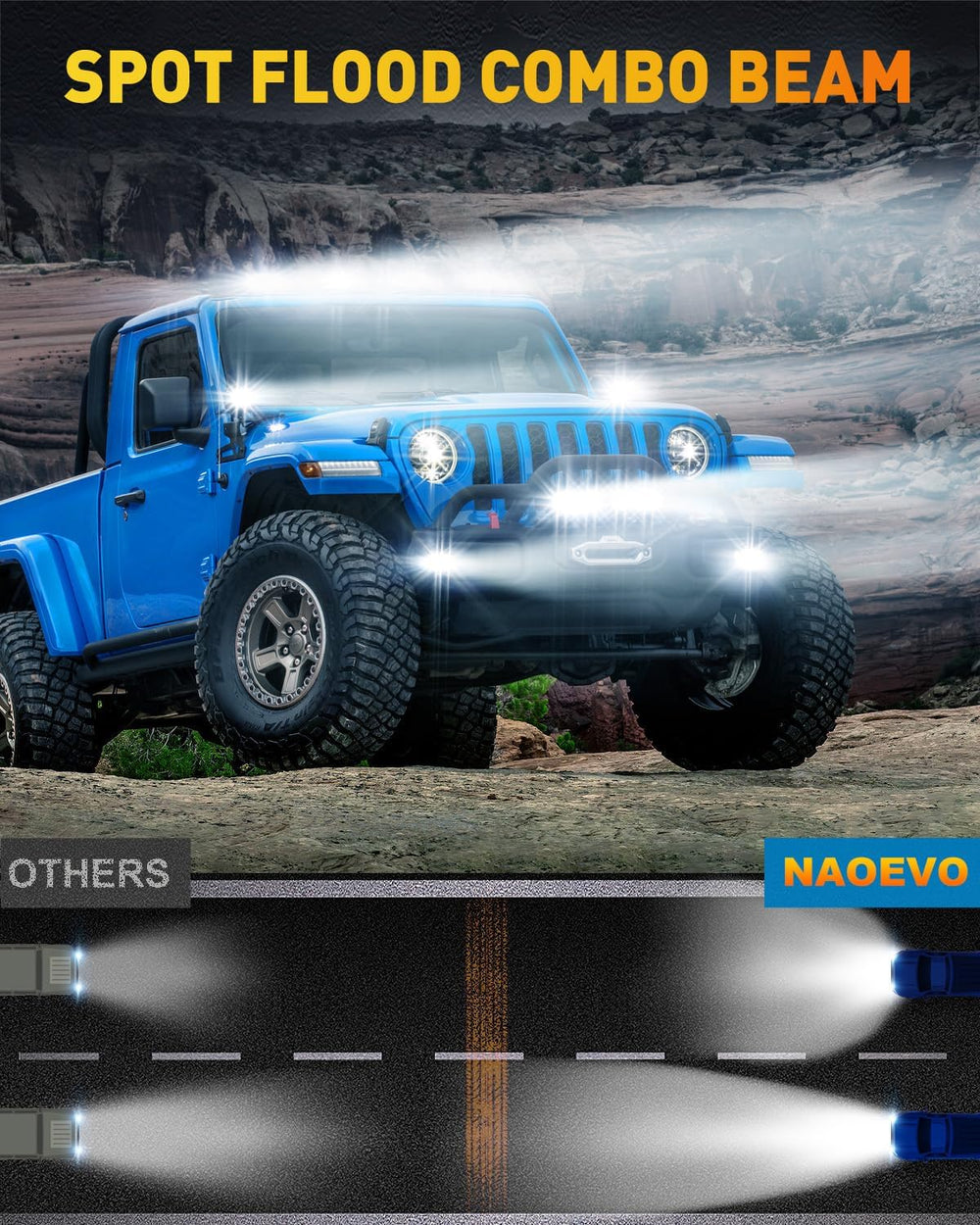 NAOEVO 6 Inch LED Light Bar, 50W 4000LM LED Fog Lights for Trucks, White