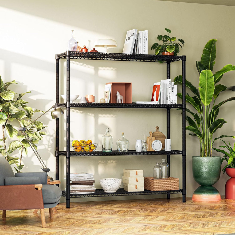 IZEUK 4 Tiers Garage Shelving Wide Storage Shelves Metal Shelves Heavy Duty