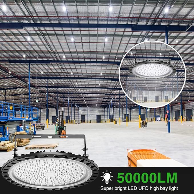 Viugreum High Bay LED Shop Lights, 500W UFO LED High Bay Light 50, 000LM 120V...