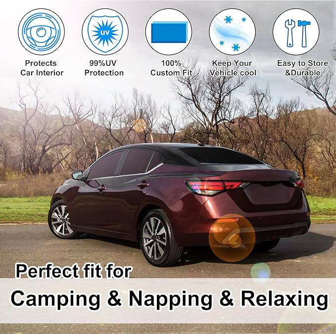 TINGLU Window Shades for Nissan Sentra 2020-2024 2025 Accessories Car Side Fu...